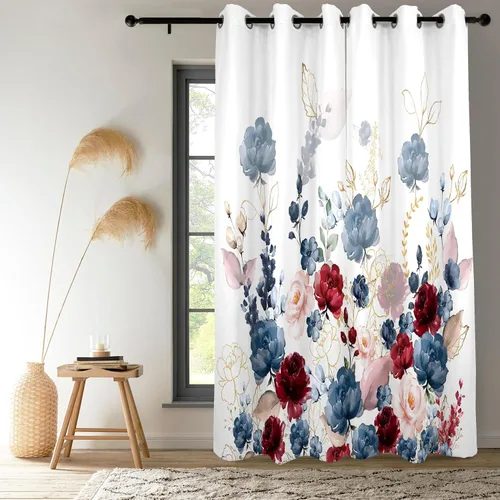 Vista 36 de Renaiss Pink Cherry Patels - Cortinas opacas con aislamiento térmico de flores de cerezo japonés, cortinas de ventana de dormitorio con estampado