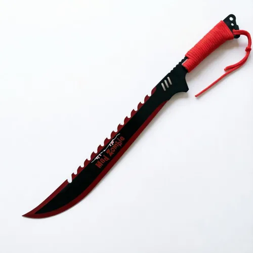 Vista 8 de Espada Ninja de acero inoxidable con vaina, cuchillo táctico de artes marciales para exteriores Rojo