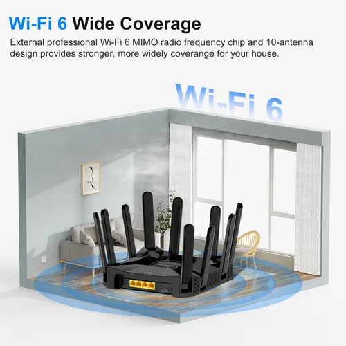 Vista 3 de Enrutador inalámbrico WiFi6, enrutador celular AX3000 de doble banda, 4 puertos Gigabit, red inalámbrica segura - Disfruta de la conectividad