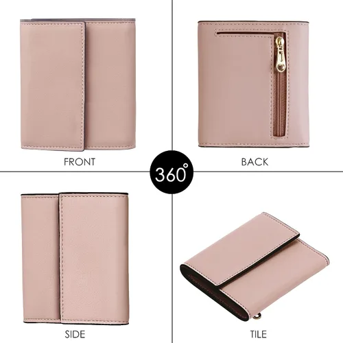 Vista 7 de Travelambo Cartera pequeña y compacta con bloqueo RFID para tarjetas de crédito, monedero de bolsillo para mujer