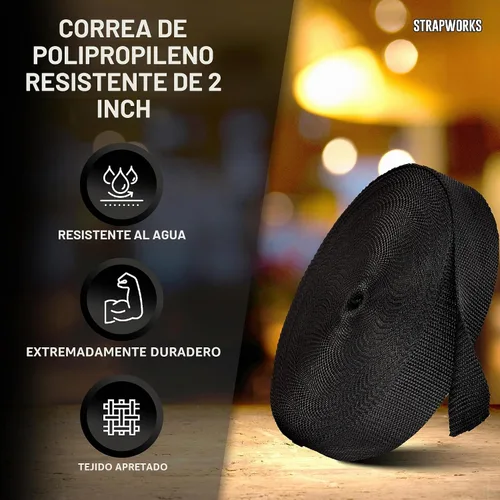 Vista 2 de Correa trenzada de polipropileno pesado de Strapworks, para productos de hacer uno mismo, para mascotas, correas, reparación de equipamiento de Negro