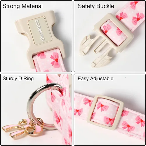 Vista 169 de DOGWONG Collar para perro de San Valentín, collar ajustable de algodón con corazón de caramelo azul, perfecto para perros pequeños a medianos
