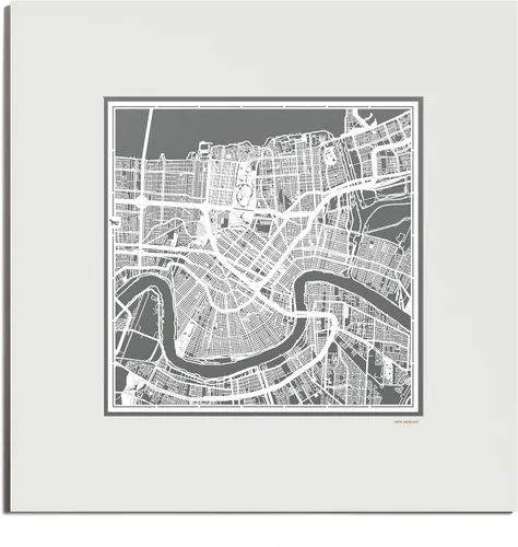 Vista 56 de O3 Design Studio San Diego, CA Paper Cut Map Matted Grey 20x20 in Paper Art