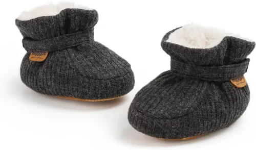 Vista 130 de Botines de forro polar para bebés, niños y niñas, pantuflas antideslizantes con agarre suave, zapatos de calcetín para recién nacidos, cuna