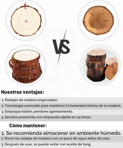 Vista 7 de wohohoho 24 piezas de rebanadas de madera natural de 2.4 a 2.8 pulgadas, kit de madera para manualidades sin terminar, preperforado con agujero