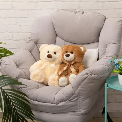 Vista 7 de Oso de peluche súper color, juguete de peluche para niños, novia, familia, felicitaciones, baby shower, cumpleaños, beige, 14 pulgadas