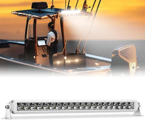 Vista 25 de Barra de luz LED de 12 pulgadas EK ENNOKING de doble fila, foco marino blanco, alta luminosidad, 100 W, luz LED de haz puntual y de inundación, luz