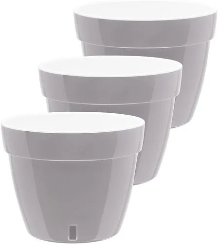 Vista 9 de Gardenera ASTI - Maceta de autoriego de 7.1 pulgadas en color negro-dorado/negro, maceta moderna con indicador de nivel de agua para todas