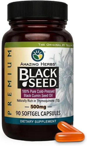 Vista 8 de Amazing Herbs Aceite de semilla negra de alta calidad, sin gluten, sin OMG, prensado en frío, Nigella sativa ayuda a la salud digestiva, apoyo