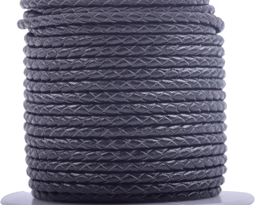 Vista 27 de 2 yardas 8.0mm Cordón redondo de cuero trenzado auténtico marrón antiguo para corbata de bolo