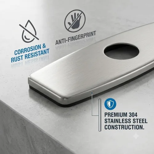 Vista 3 de Aquafaucet placa de 4 pulgadas con orificio para la llave del tocador de baño, con acabado en bronce aceitado, P-6N SUS304 Stainless Steel, Foam