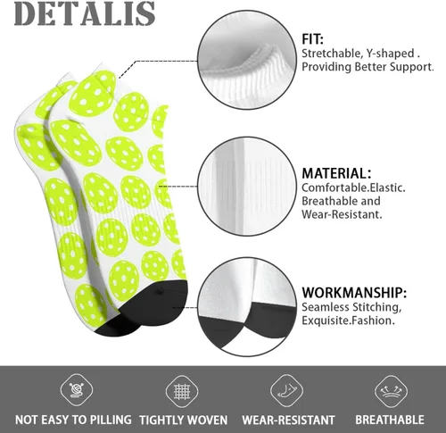 Vista 7 de devor Calcetines tobilleros de algodón para hombre, calcetines atléticos, lindos calcetines de pelleball, Blanco