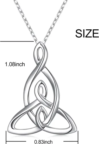 Vista 6 de FLYOW Collar de plata de ley 925 con nudo celta para mujer, regalo de cumpleaños para mamá