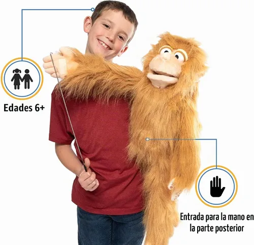 Vista 2 de Mono tonto de 28 pulgadas, cuerpo completo, marioneta estilo ventrílocuo