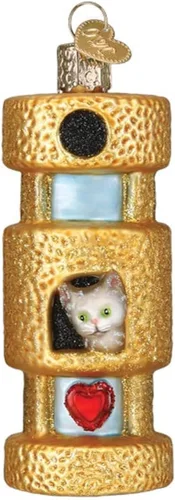 Vista 20 de Old World Christmas - Adorno de gato calico de vidrio soplado para árbol de Navidad, decoración festiva hecha a mano, colección de gatos