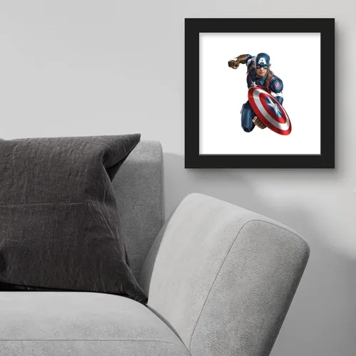 Vista 4 de Trends International Gallery Pops Marvel Comics Avengers - Póster de pared de Capitán América, 12 x 12 pulgadas, versión enmarcada en negro Versión