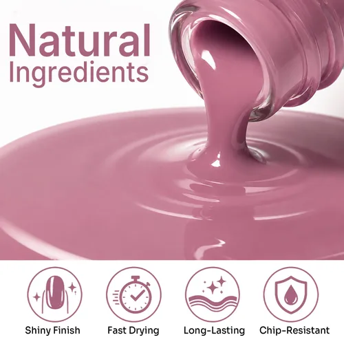 Vista 5 de DouborQ Esmalte de uñas de secado rápido de larga duración, malva Rojo Oscuro Rosa