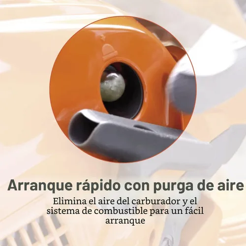 Vista 5 de Motosierra Husqvarna 130 a gasolina, 38 cc 2 HP, motor X-Torq 2 tiempos, motosierra de 16 pulgadas con engrasador automático, para corte de madera