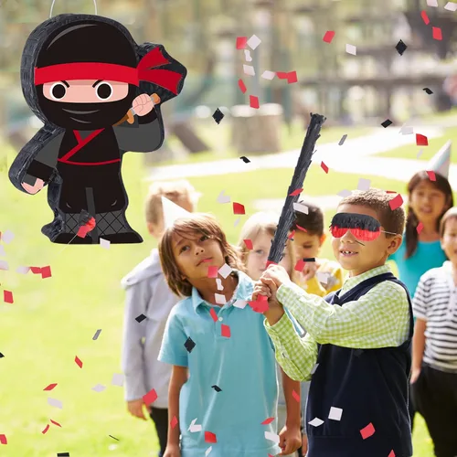 Vista 6 de Piñata ninja de Halloween con murciélago y vendas