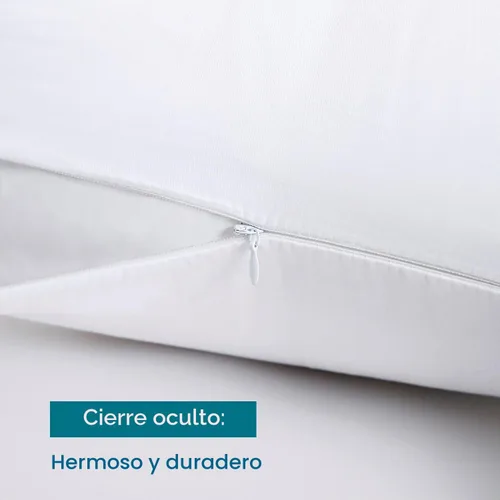 Vista 3 de Juego de 2 fundas de almohada 100% algodón con cremallera, tamaño estándar, supersuaves y transpirables, fundas de almohada con cremallera, fundas