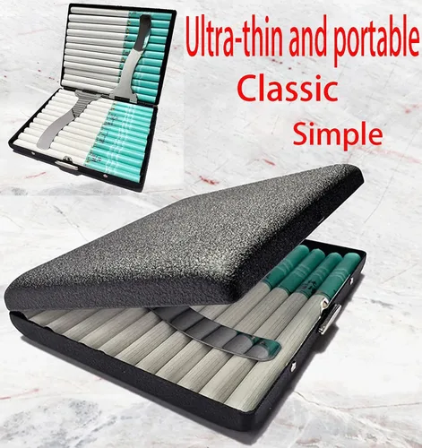 Vista 5 de 2pcs Cigarette case, Capacity Can Hold 20 Sticks,Metal Cigarette Box Portable Holder Crush-Proof Wallets, Card Cases & Money
