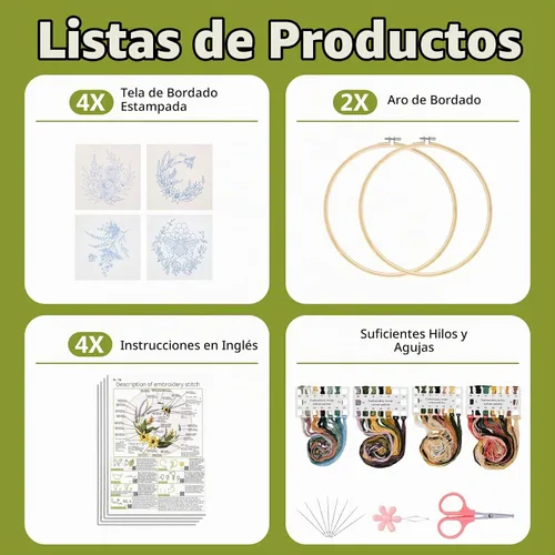 Vista 4 de Santune Paquete de 4 kits de bordado para principiantes, kits de punto de cruz y punto de aguja para adultos, juegos de punto con patrón de abeja