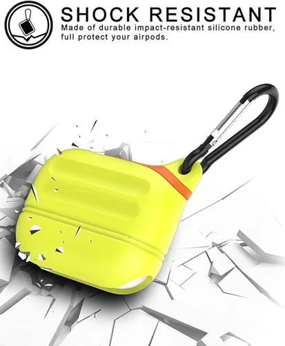 Vista 5 de HALLEAST Funda impermeable para AirPods 3, LED frontal visible y compatible con carga inalámbrica, funda protectora de silicona compatible con Apple