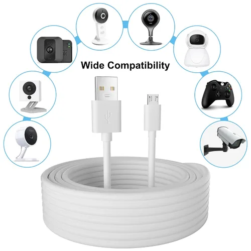Vista 6 de Paquete de 2 cables de alimentación de extensión USB a micro USB de 20 pies, cable de carga largo, 21 AWG OFC, cobre sin oxígeno, compatible