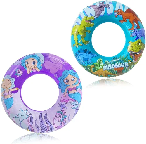 Vista 6 de Juego de flotadores de piscina para niños de 3 a 6 años, tubos interiores con temática de pirata y dinosaurio para diversión de verano, tubos