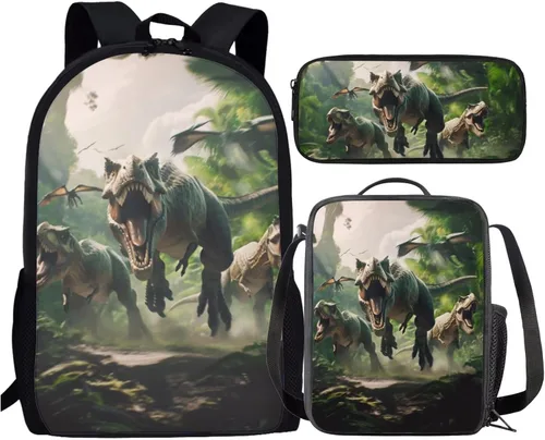 Vista 66 de HUGS IDEA Juego de 3 bolsas escolares con aislamiento térmico para el almuerzo, estuche para lápices