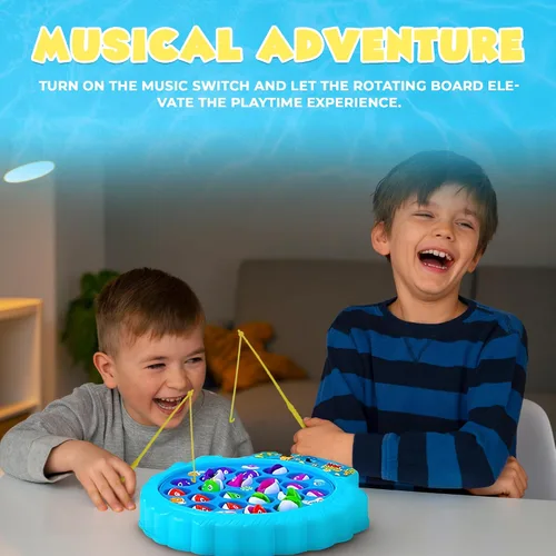 Vista 14 de IPIDIPI TOYS Juego de pesca para niños, 21 peces y 4 bastones - azul