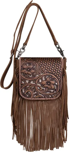 Vista 5 de Montana West Bolso cruzado para mujer de cuero genuino con flecos occidentales