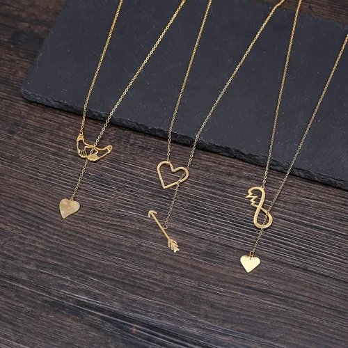 Vista 6 de Collar de abeja de abeja de acero inoxidable de oro de 18 quilates, estrella y luna, dinosaurio araña ajustable en Y Lariat para mujer