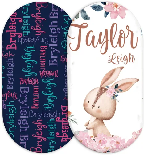 Vista 13 de Juego de 2 sábanas personalizadas para moisés de bebé, ajuste universal para colchón/almohadilla de moisés rectangular, ovalado, de reloj de arena