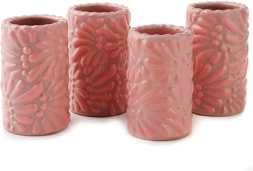 Vista 44 de Juego de 4 vasos de chupito Talavera auténticos mexicanos para tequila - Pintados a mano - 2 Oz (Corazón Azul)