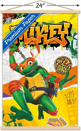 Vista 3 de Trends International Teenage Mutant Ninja Turtles: Mutant Mayhem - Póster de pared de Miguel Ángel, 22.37 x 34.00 pulgadas, paquete de impresión