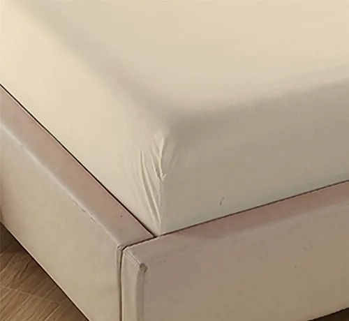 Vista 2 de 1 sábana bajera 100% algodón egipcio pesado, 600 hilos, extra suave, elástica, para tamaño individual, color beige, ligero, cómodo, fácil de ajustar