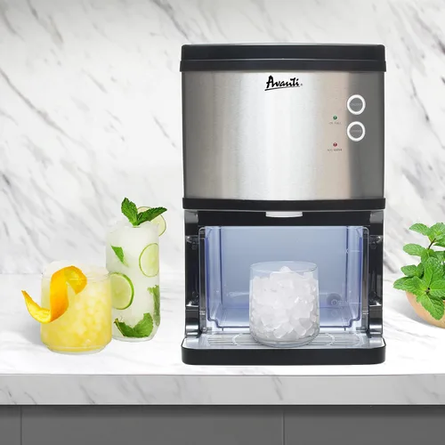Vista 5 de Avanti La máquina de hielo Nugget con controles electrónicos y dispensador de uso en encimera hace 33 libras de hielo masticable por día, perfecta