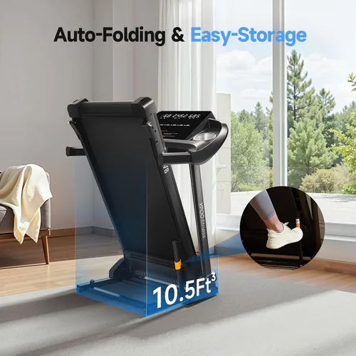 Vista 4 de Cintas de correr para el hogar con inclinación, cintas de correr plegables automáticas, 8.0 MPH caminadora con Bluetooth, capacidad de peso de 300