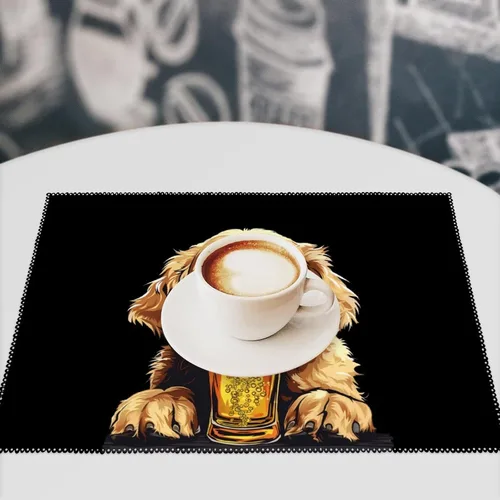 Vista 7 de Retriever Dog Beer Placemats Set of 6 Resistant Table Mats Washable Place Mats for Dinner Party Table Decoration