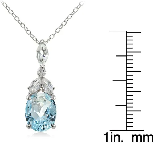 Vista 3 de Ice Gems Collar de plata de ley con piedras preciosas creadas o auténticas y topacio blanco de corte esmeralda