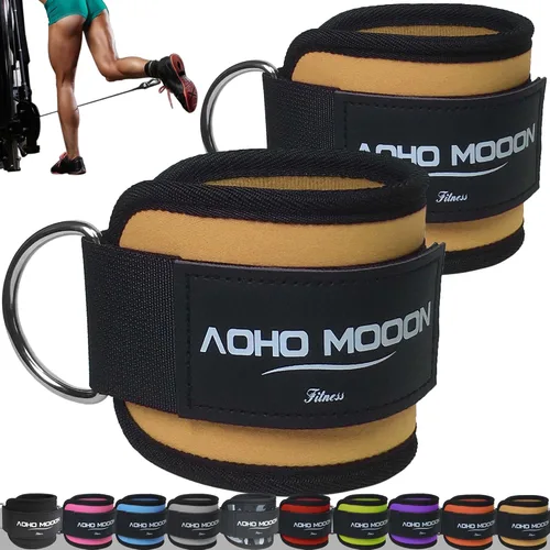 Vista 14 de AOHO MOOON Ankle Strap (2 Pieces) for Cable Machine Women - Gym Workout Leg Strap, Premium Padding Ankle Cuffs, Glute Kickback Exercises Equipment