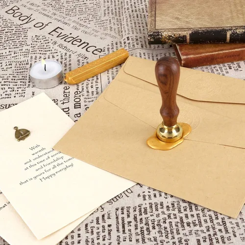Vista 5 de Yoption - Sello de cera con letra A, cabeza de latón floral vintage, mango de madera, sello inicial del alfabeto para invitación de fiesta de boda