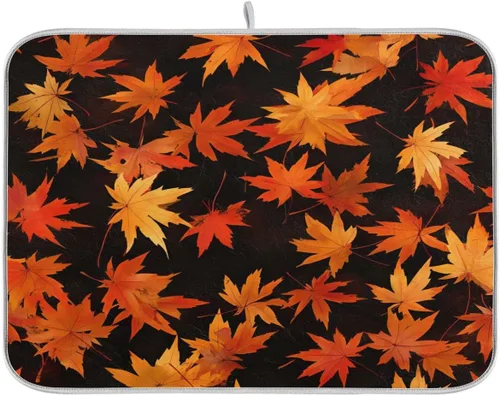 Vista 32 de Tapete de secado de platos de otoño de calabaza y arce de 16 x 18 pulgadas, absorbente para platos de otoño, protector para cocina de secado rápido