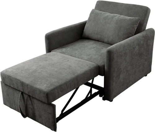 Vista 3 de A Ainehome Sofás y sofás cama convertible con bolsillo de almacenamiento, sofá biplaza de franela con cama extraíble para sofá de espacio pequeño