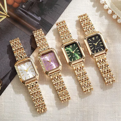 Vista 3 de BESTKANG Relojes para mujer, relojes de pulsera de acero con correa de acero, reloj de pulsera de cuarzo cuadrado simple de moda casual