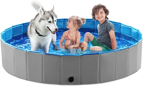 Vista 28 de Jasonwell Piscina plegable para perros, piscina plegable de plástico duro, piscina portátil para niños y mascotas, bañera para cachorros pequeños