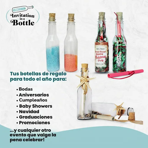 Vista 9 de Invitación en una botella, botellas de plástico y corchos para invitaciones de mensajes de botella, anuncios, manualidades, recuerdos de fiesta