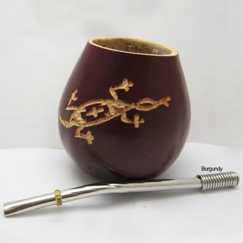 Vista 3 de LIZARD MATE GOURD YERBA TAZA DE TÉ CON BOMBILLA DE PAJA BEBIDA DESTOX HECHA A MANO 1734