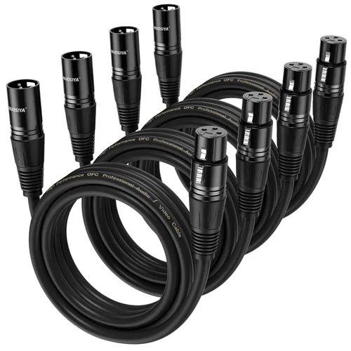 Vista 13 de Cable XLR de 1.5 pies, 6 unidades, cables de micrófono, cable de altavoz de micrófono equilibrado de alta calidad con cable XLR macho a hembra DMX